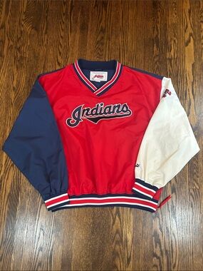 Vintage 90s Cleveland Indians Pullover Windbreaker Jacket